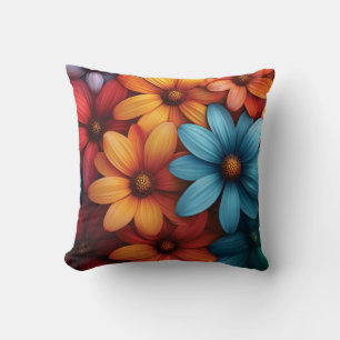 Lebhafte Farbtöne, blau, gelb, orange Farbe Kissen