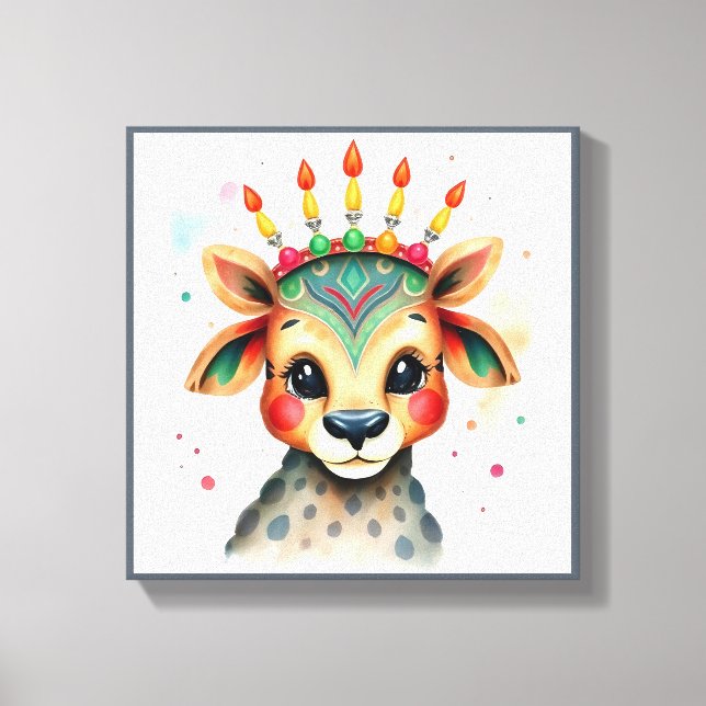 Lebhafte festliche Kwanzaa Wilde Tiere in Verkleid Leinwanddruck (Vorderseite)