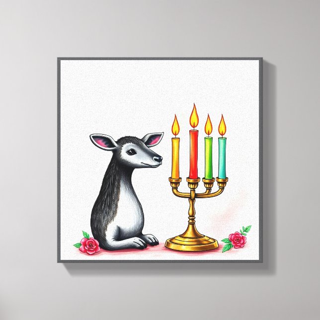 Lebhafte festliche Kwanzaa Wilde Tiere in Verkleid Leinwanddruck (Vorderseite)