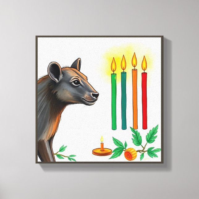 Lebhafte festliche Kwanzaa Wilde Tiere in Verkleid Leinwanddruck (Vorderseite)