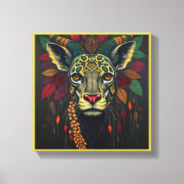 Lebhafte festliche Kwanzaa Wilde Tiere in Verkleid Leinwanddruck