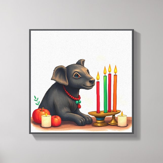 Lebhafte festliche Kwanzaa Wilde Tiere in Verkleid Leinwanddruck (Vorderseite)