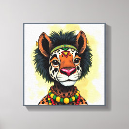 Lebhafte festliche Kwanzaa Wilde Tiere in Verkleid Leinwanddruck