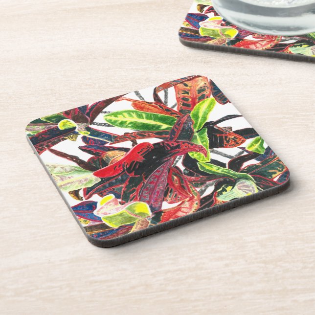 Lebhafte Foliage Einzigartige Wasserfarbe Getränkeuntersetzer (Linke Seite)