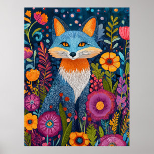 Lebhafte Fox Dot Kunst, Dichtung und Musik Poster
