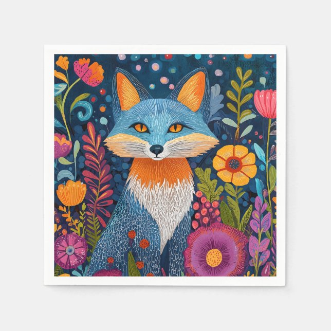 Lebhafte Fox Dot Kunst, Dichtung und Musik Serviette (Vorderseite)