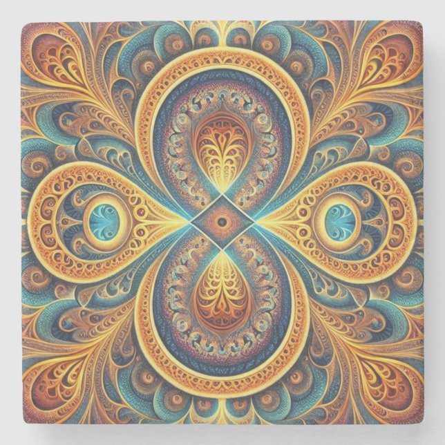 Lebhafte Fraktal Art Steinuntersetzer (Vorderseite)