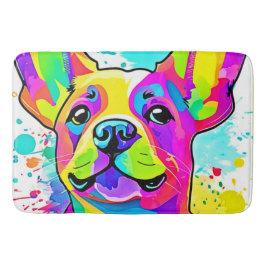 Lebhafte Frenchie Bulldog Puppy Art Badematte