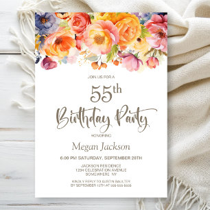 Lebhafte Frühlingsblüte 55. Geburtstagsparty Einladung