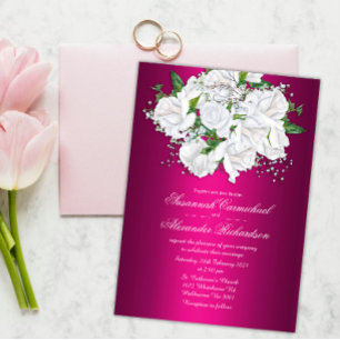 Lebhafte Fuchsia Pink Boho Rose Hochzeit Einladung