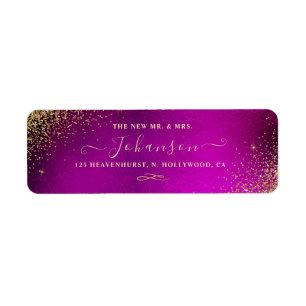 Lebhafte Fuschia+Imitate Gold Glitzer Rücksendeadr