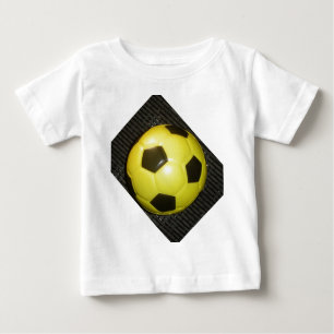Lebhafte Gelb- und Schwarzfußballkunst Baby T-shirt