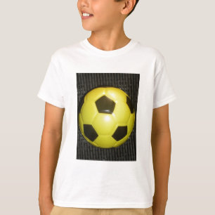 Lebhafte Gelb- und Schwarzfußballkunst T-Shirt