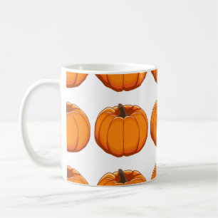 Lebhafte gelbe Kürbis-Musterillustrierung. Kaffeetasse