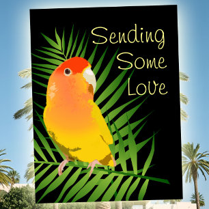 Lebhafte gelbe Lovebird-Liebhaber von Pet Bird Postkarte