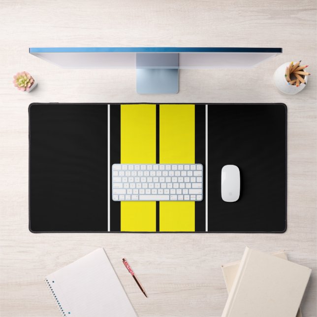 Lebhafte, gelbe Schwarz-weiße Sportwettkämpfe Stre Schreibtischunterlage (Büro 1)