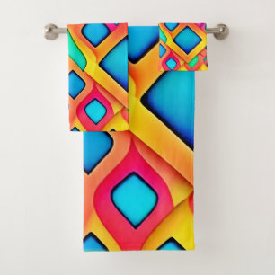 Lebhafte geometrische Abstrakte Kunst Badhandtuch Set