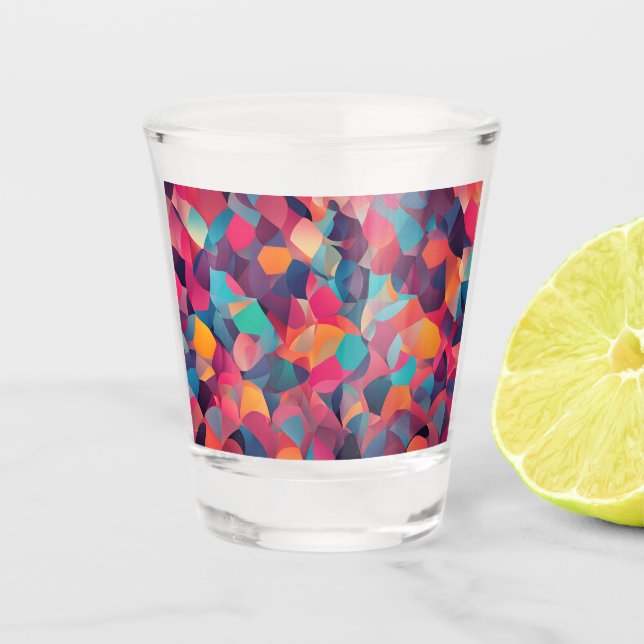 Lebhafte geometrische Abstrakte Kunst Schnapsglas (Vorderseite)