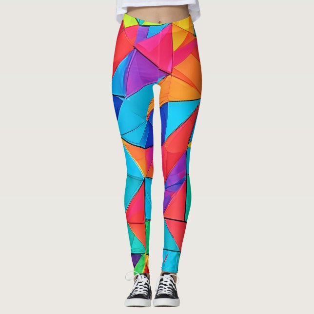 Lebhafte geometrische Farbblöcke Kunst Leggings (Vorderseite)
