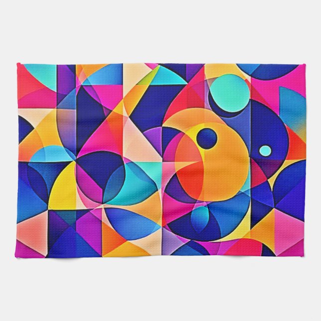 Lebhafte geometrische Harmonie Geschirrtuch (Horizontal)
