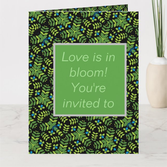 lebhafte, geometrische Hochzeit mit Blumen Karte (Vorderseite)