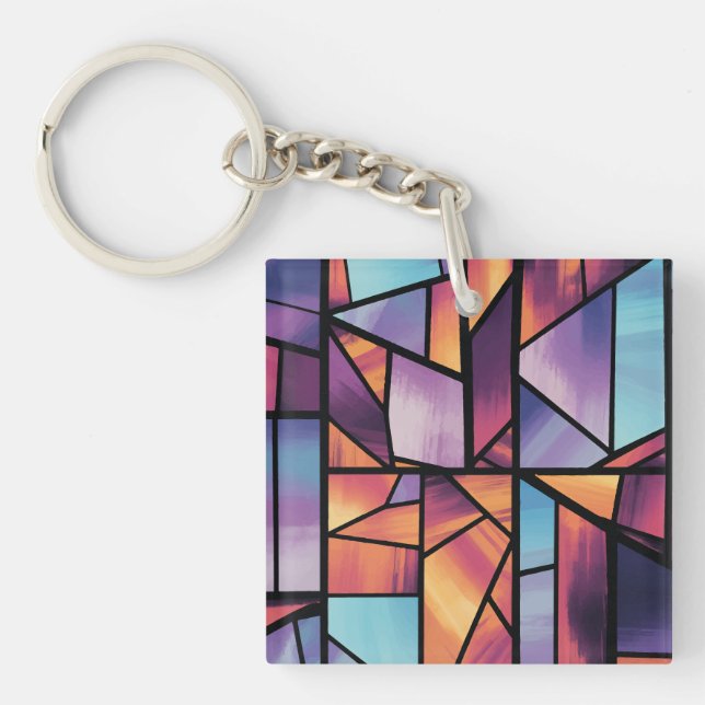 Lebhafte geometrische Kunstlichtkunst Schlüsselanhänger (Vorderseite)
