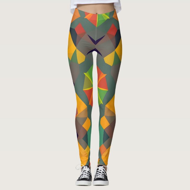 Lebhafte geometrische Leggings - farbenfrohe Wohng (Vorderseite)