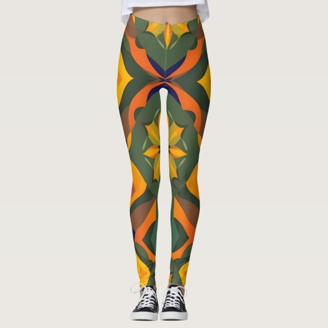 Lebhafte geometrische Leggings - Farbwiederholung (Vorderseite)