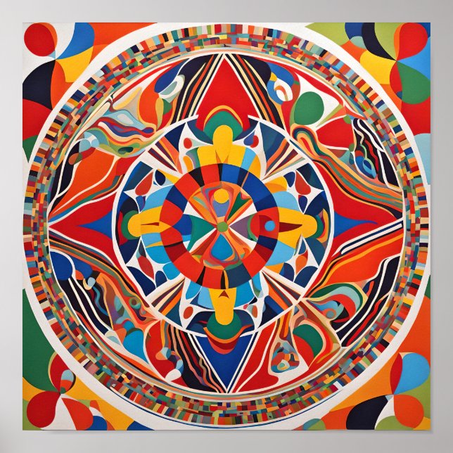 Lebhafte Geometrische Mandala Kunst Poster (Vorne)