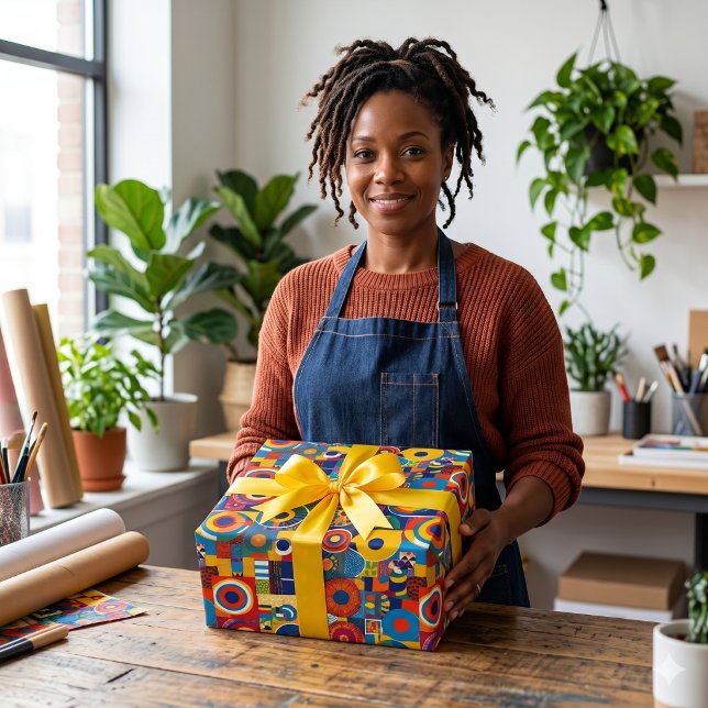Lebhafte geometrische Patchwork afrikanisch-amerik Geschenkpapier (Vibrant Geometric Patchwork African American Gifts Wrapping Paper)