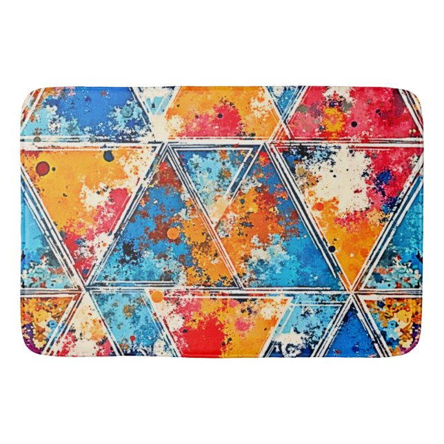 Lebhafte geometrische Splash Art Badematte (Vorderseite)