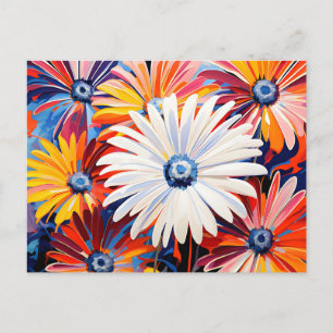 Lebhafte Gerbera Daisies in fett Abstrakt Postkarte