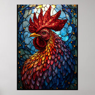 Lebhafte, gesteinigte Glasroster Kunst Poster