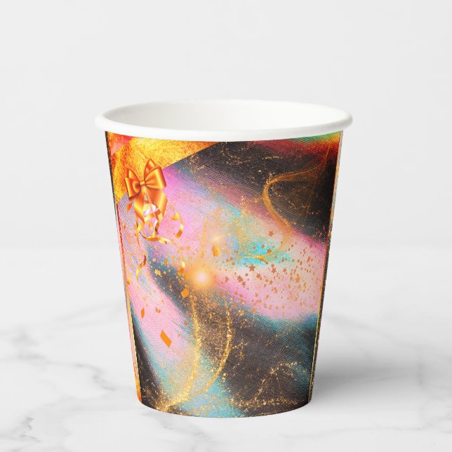 Lebhafte Gold Party Cups Pappbecher (Vorderseite)