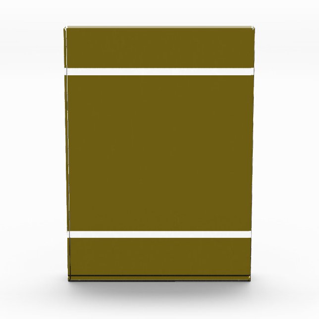 Lebhafte goldene Olive Sleek Weißer Akzent Streife Fotoblock (Vorderseite)