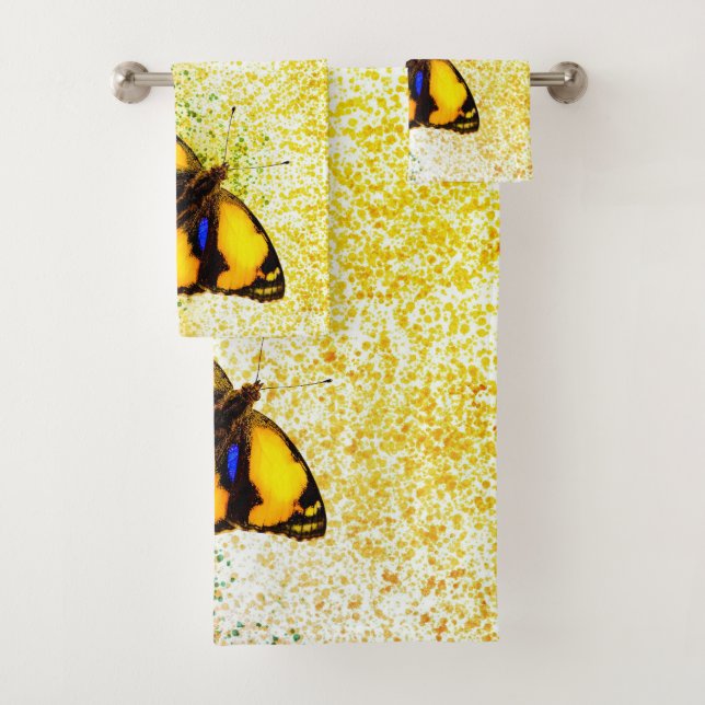 Lebhafte Goldene Schmetterlinge  Badhandtuch Set (Insitu)