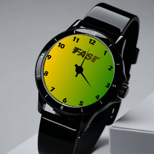 Lebhafte Gradient Green & Yellow Moderne Armbanduh Armbanduhr