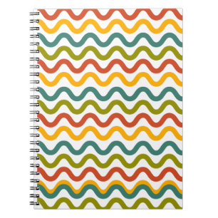 "Lebhafte Groovy Waves - Retro-Ästhetisches Notebo Notizblock
