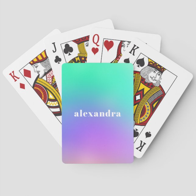 Lebhafte grüne Lila Abstrakte Einhornglätte  Spielkarten (Rückseite)