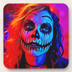 Lebhafte Halloween Makeup Art Getränkeuntersetzer