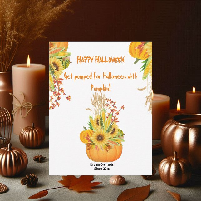 Lebhafte Halloween Pumpkin Wasserfarbe Sonnenblume (Vibrant Halloween Pumpkin Watercolor Sunflowers)