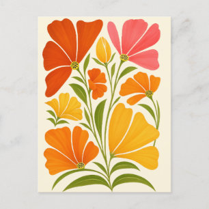 Lebhafte handbemalte Wildblumen Kunst Feiertagspostkarte