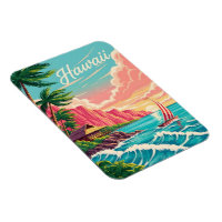 Lebhafte hawaiianische Küstenlandschaft mit Palmen