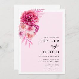 Lebhafte, heiß rosa Blume Hochzeit Einladung