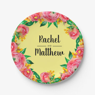 Lebhafte, heiß rosa Blume Pappteller