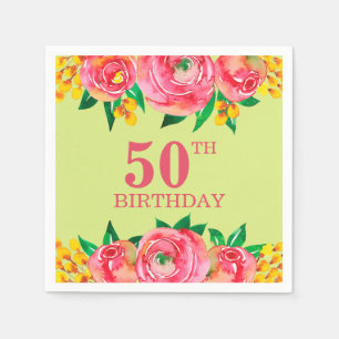 Lebhafte, heiß rosa gelbe Limone Wasserfarbe Serviette