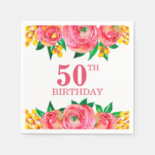 Lebhafte, heiße Rosa und gelbe Wasserfarbe Serviette