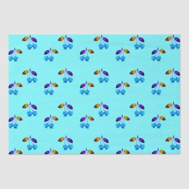 Lebhafte hellblaue Kirschen Seidenpapier (Vorderseite)