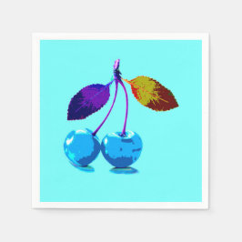 Lebhafte hellblaue Kirschen Serviette