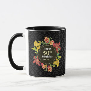 Lebhafte, helle Frühlingsblumen Wreath Birthday Fr Tasse